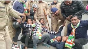 Youth-Congress-protested-against-Chief-Minister-Pushkar-Singh-Dhami-coming